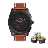 Fossil Machine Chronograph Black Dial Brown Leather Strap Watch for Men - FS5234 Buy Now By Fossil