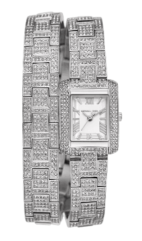 Michael Kors Emery Pave Double Wrap Crystals White Dial Silver Steel Strap Watch for Women - MK4836 Buy Now By Michael Kors