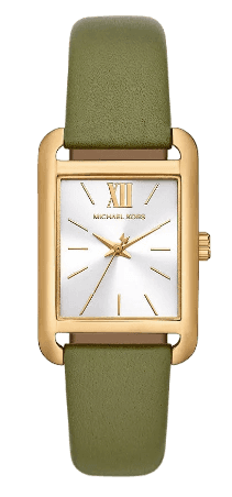 Michael Kors Monroe Three-Hand Silver Dial Green Leather Strap Watch for Women - MKO1028 Buy Now By Michael Kors
