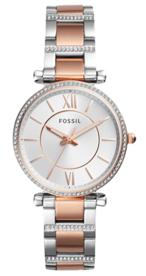 Fossil Carlie Silver Dial Two Tone Steel Strap Watch for Women - ES4342 Buy Now By Fossil