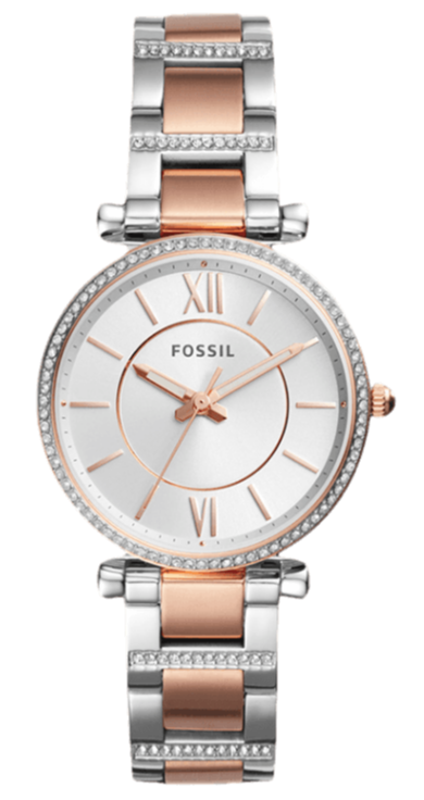 Fossil Carlie Silver Dial Two Tone Steel Strap Watch for Women - ES4342 Buy Now By Fossil