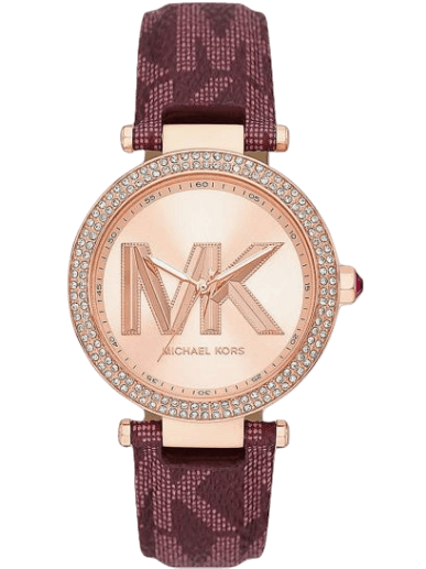 Michael Kors Parker Rose Gold Dial Maroon Leather Strap Watch For Women - MK2974 Buy Now By Michael Kors
