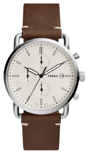 Fossil The Commuter White Dial Brown Leather Strap Watch for Men - FS5402 Buy Now By Fossil