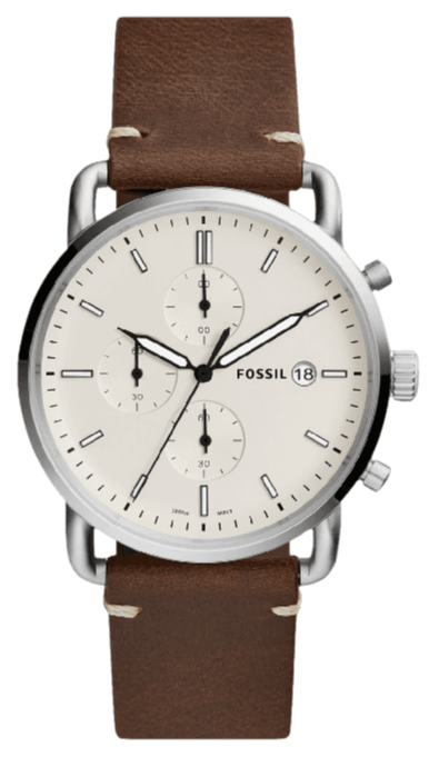 Fossil The Commuter White Dial Brown Leather Strap Watch for Men - FS5402 Buy Now By Fossil