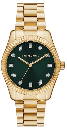Michael Kors Lexington Three Hand Green Dial Gold Steel Strap Watch For Women - MK7449 Buy Now By Michael Kors