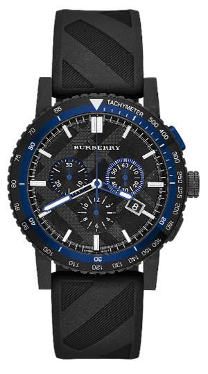Burberry The City Chronograph Black Dial Black Rubber Strap Watch For Men - BU9806 Buy Now By Burberry