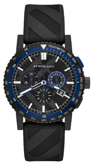 Burberry The City Chronograph Black Dial Black Rubber Strap Watch For Men - BU9806 Buy Now By Burberry