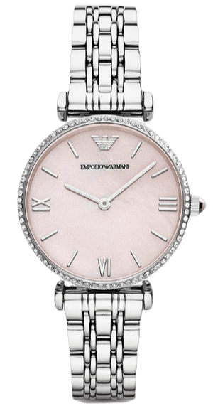 Emporio Armani Gianni T Bar Pink Mother of Pearl Dial Silver Steel Strap Watch For Women - AR1779 Buy Now By Emporio Armani