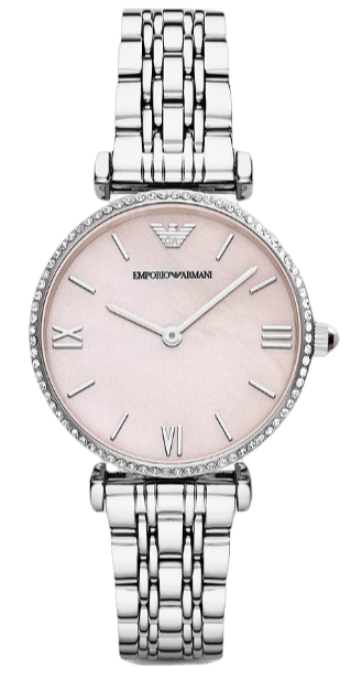 Emporio Armani Gianni T Bar Pink Mother of Pearl Dial Silver Steel Strap Watch For Women - AR1779 Buy Now By Emporio Armani