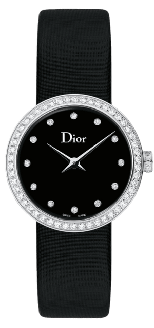 Dior La D De Dior Diamonds Black and Blue Dial Black Leather Strap Watch for Women - CD047111A004 0000 Buy Now By Dior