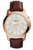 Fossil Grant Chronograph White Dial Brown Leather Strap Watch for Men - FS4991 Buy Now By Fossil