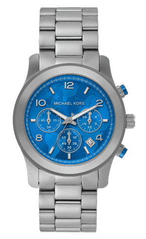 Michael Kors Runway Stop Hunger Blue Dial Silver Steel Strap Watch for Women - MK7427 Buy Now By Michael Kors