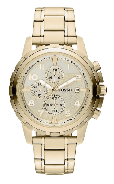 Fossil Dean Chronograph Champagne Dial Gold Steel Strap Watch for Men - FS4867 Buy Now By Fossil