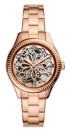 Fossil Rye Automatic Skeleton Rose Gold Dial Rose Gold Steel Strap Watch for Women - BQ3754 Buy Now By Fossil