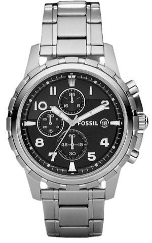 Fossil Dean Chronograph Black Dial Silver Steel Strap Watch for Men - FS4542 Buy Now By Fossil