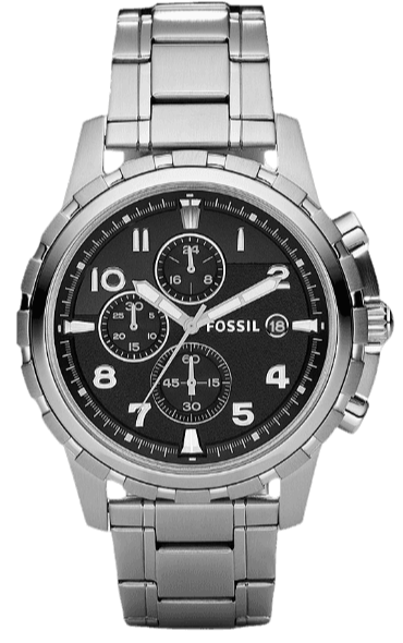 Fossil Dean Chronograph Black Dial Silver Steel Strap Watch for Men - FS4542 Buy Now By Fossil