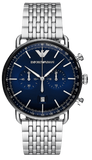 Emporio Armani Aviator Chronograph Blue Dial Silver Steel Strap Watch For Men - AR11238 Buy Now By Emporio Armani