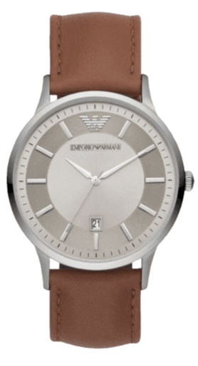 Emporio Armani Renato Quartz Silver Dial Brown Leather Strap Watch For Men - AR11185 Buy Now By Emporio Armani