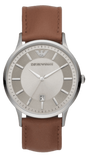 Emporio Armani Renato Quartz Silver Dial Brown Leather Strap Watch For Men - AR11185 Buy Now By Emporio Armani