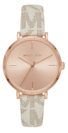 Michael Kors Jayne Three Hand Rose Gold Dial White Leather Strap Watch For Women - MK7128 Buy Now By Michael Kors