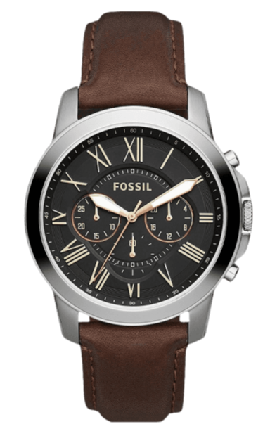 Fossil Grant Chronograph Black Dial Brown Leather Strap Watch for Men - FS4813 Buy Now By Fossil