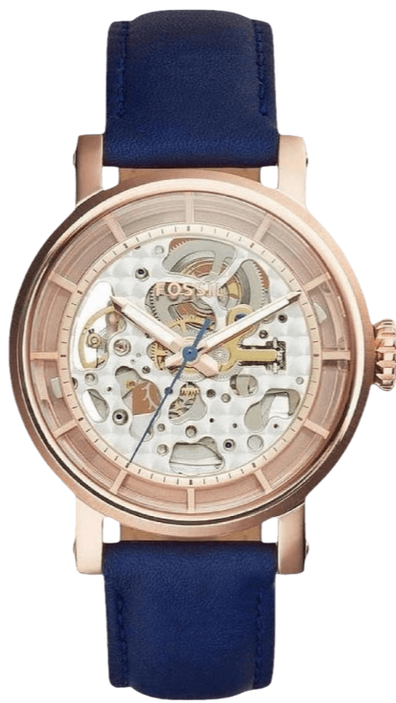 Fossil Original Boyfriend Skeleton White Dial Blue Leather Strap Watch for Women - ME3086 Buy Now By Fossil