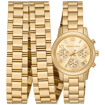 Michael Kors Runway 18K Gold-Plated Triple Wrap Gold Dial Gold Steel Strap Watch for Women - MK7450 Buy Now By Michael Kors