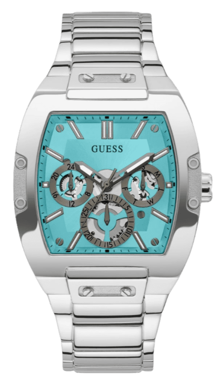 Guess Phoenix Multi Function Aqua Blue Dial Silver Steel Strap Watch for Men - GW0456G4 Buy Now By Guess