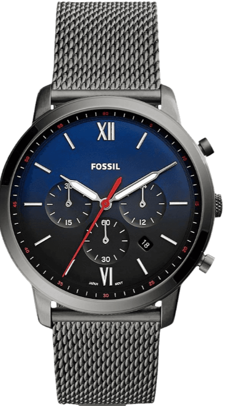 Fossil Neutra Chronograph Blue Dial Silver Mesh Bracelet Watch for Men - FS5383 Buy Now By Fossil