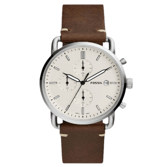 Fossil The Commuter White Dial Brown Leather Strap Watch for Men - FS5402 Buy Now By Fossil