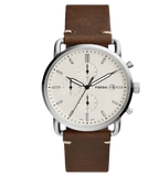 Fossil The Commuter White Dial Brown Leather Strap Watch for Men - FS5402 Buy Now By Fossil