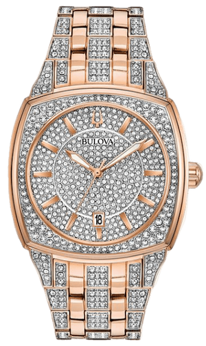 Bulova Phantom Crystal Silver Dial Two Tone Steel Strap Watch for Men - 98B324 Buy Now By Bulova