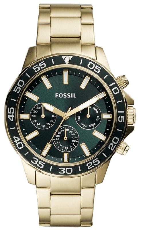 Fossil Bannon Multifunction Chronograph Green Dial Gold Steel Strap Watch for Men - BQ2493 Buy Now By Fossil