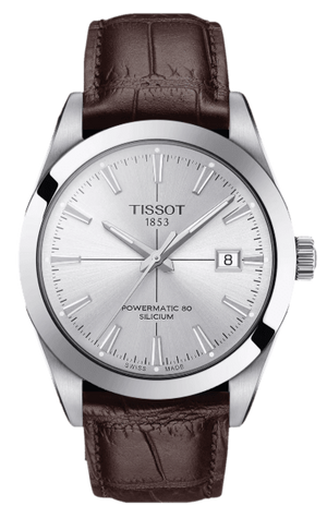 Tissot Gentleman Powermatic 80 Silicium Silver Dial Brown Leather Strap Watch For Men - T127.407.16.031.01 Buy Now By Tissot