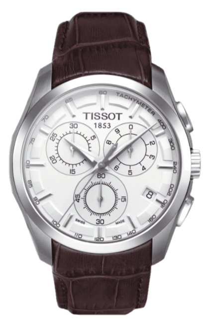Tissot Couturier Chronograph White Dial Brown Leather Strap Watch For Men - T035.617.16.031.00 Buy Now By Tissot