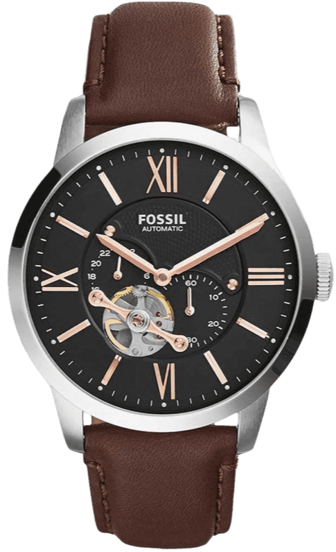 Fossil Townsman Automatic Black Dial Brown Leather Strap Watch for Men - ME3061 Buy Now By Fossil
