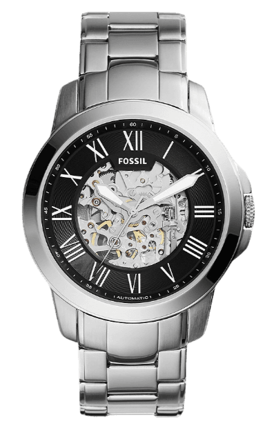 Fossil Grant Automatic Skeleton Black Dial Silver Steel Strap Watch for Men - ME3103 Buy Now By Fossil