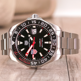 Tag Heuer Aquaracer Automatic Match Timer Black Dial Silver Steel Strap Watch for Men - WAY201G.BA0927 Buy Now By Tag Heuer