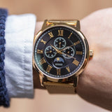 Guess Delancy Black Dial Gold Mesh Bracelet Watch for Men - W0871G2 Buy Now By Guess