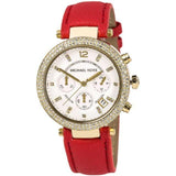Michael Kors Parker Chronograph White Dial Pink Leather Strap Watch for Women - MK2297 Buy Now By Michael Kors