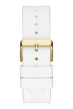 Guess Baguette Crystals Gold Dial White Silicone Strap Watch For Men - GW0208G3 Buy Now By Guess