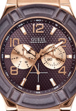 Guess Rigor Analog Brown Dial Brown Leather Strap Watch For Men - W0040G3 Buy Now By Guess