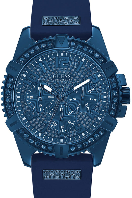 Guess Frontier Crystals Blue Dial Blue Silicon Strap Watch For Men - W1132G4 Buy Now By Guess