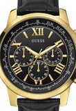 Guess Horizon Chronograph Quartz Black Dial Black Leather Strap Watch For Men - W0380G7 Buy Now By Guess