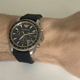 Emporio Armani Sigma Chronograph lack Dial Black Rubber Strap Watch For Men - AR80003 Buy Now By Emporio Armani