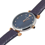 Emporio Armani Gianni T Bar Analog Blue Dial Black Leather Strap Watch For Women - AR1989 Buy Now By Emporio Armani