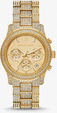 Michael Kors Ritz Three-Hand Glitz Crystals Gold Dial Gold Steel Strap Watch for Women - MK6747 Buy Now By Michael Kors