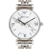 Emporio Armani Gianni T Bar White Marble Dial Silver Steel Strap Watch For Women - AR11170 Buy Now By Emporio Armani