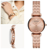 Emporio Armani Gianni T Bar Quartz Rose Gold Dial Rose Gold Steel Strap Watch For Women - AR11342 Buy Now By Emporio Armani