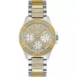 Guess Frontier Chronograph Crystals Gold Dial Two Tone Steel Strap Watch For Women - W1156L5 Buy Now By Guess